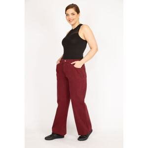 Şans Women Burgundy Plus Size 5 Pocket Jeans