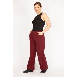 Şans Women's Claret Red Plus Size 5 Pocket Jeans