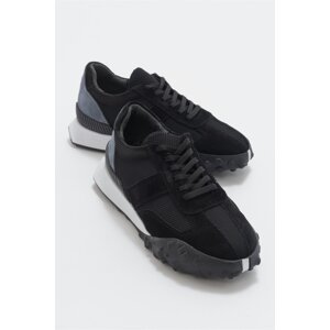 LuviShoes Felix Women's Black Suede Genuine Leather Sports Shoes.