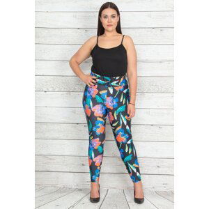 Şans Women's Plus Size Colorful Elastic Waist Patterned Leggings Trousers