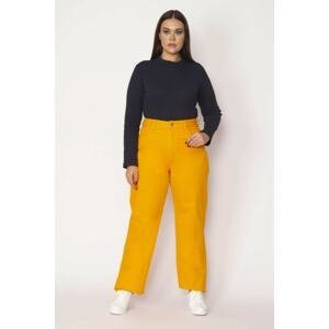 Şans Women's Plus Size Orange High Waist 5 Pocket Lycra Jeans