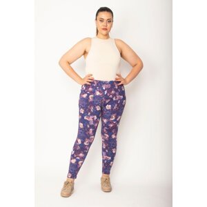 Şans Women's Large Size Colorful Cotton Fabric Point Patterned Leggings Trousers