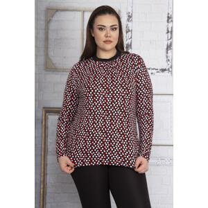 Şans Women's Plus Size Point Pattern Blouse with Rib Detail on the Collar and Arms.