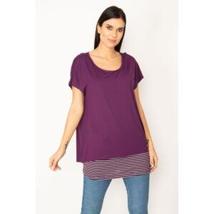 Şans Women's Plum Striped Athlete Viscose Tunic