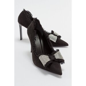 LuviShoes VEGAS Women's Black Suede Heeled Shoes