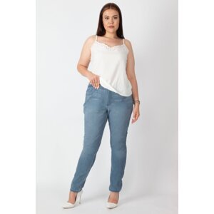 Şans Women's Plus Size Blue 5 Pocket Lycra Bluejean Jeans