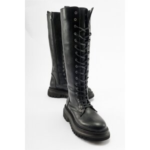 LuviShoes PEGOS Black Lace-Up Zippered Women's Boots