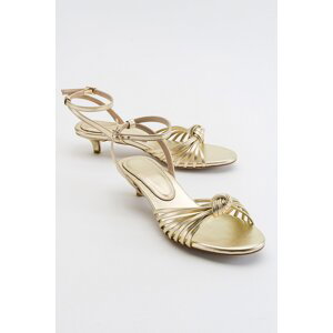 LuviShoes Vind dámské zlaté metalické sandály na podpatku