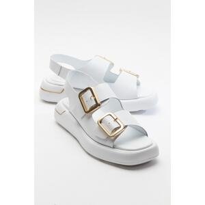 LuviShoes FURIS White Skin Genuine Leather Women's Sandals
