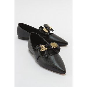 LuviShoes HELSI Women's Black Flatbed Shoes with Bow