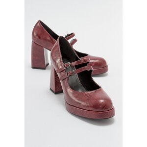LuviShoes OREAS Burgundy Patterned Women's Heeled Shoes