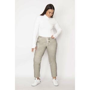 Şans Women's Plus Size Stone Washed Lycra Gabardine Fabric Metal Buttoned Cup Detailed Trousers