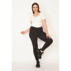 Şans Women's Black Plus Size Gathering Leggings