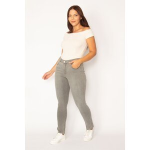 Şans Women's Large Size Gray Lycra Skinny Jeans