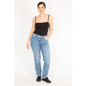 Şans Women's Blue Plus Size 5 Pocket Lycra Jeans.