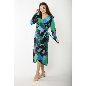 Şans Women's Plus Size Green Side Tie Wrap Dress