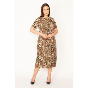 Şans Women's Large Size Leo Sleeve Detailed Viscose Dress