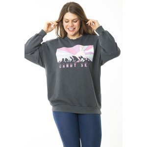 Şans Women's Plus Size Smoky Digital Printed Sweatshirt