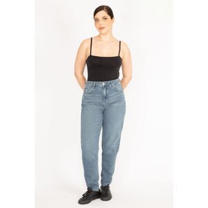 Şans Women's Blue Large Size 5 Pocket Lycra Jeans