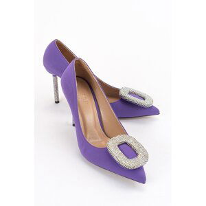 LuviShoes Entre Women's Purple Satin Heeled Shoes