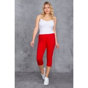 Şans Women's Large Size Red Side Stripe Leggings Capri Pants