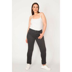 Şans Women's Plus Size Anthracite 5 Pocket Lycra Jeans