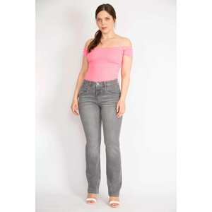 Şans Women's Gray Plus Size 5 Pocket Jeans