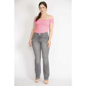 Şans Women's Gray Large Size 5 Pocket Jeans