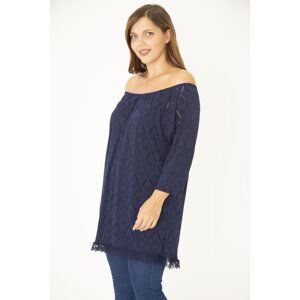 Şans Women's Plus Size Navy Blue Tunic