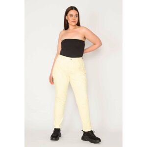 Şans Women's Plus Size Yellow 5 Pockets Relaxed Cut Lycra Free Jeans