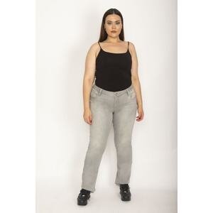 Şans Women's Plus Size Gray 5 Pocket Lycra Jeans