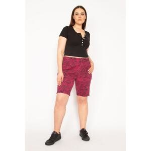 Şans Women's Large Size Fujya 5 Pocket Patterned Jean Shorts