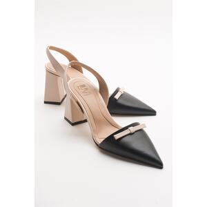 LuviShoes Linossa Black-Beige Women's Heeled Shoes