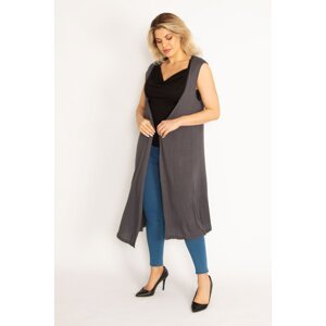 Şans Women's Large Size Gray Thin Viscose Fabric Slim Vest