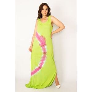 Şans Women's Plus Size Green Batik Printed Maxi Dress