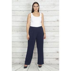 Şans Women's Plus Size Navy Blue Elastic Waist Sports Pants