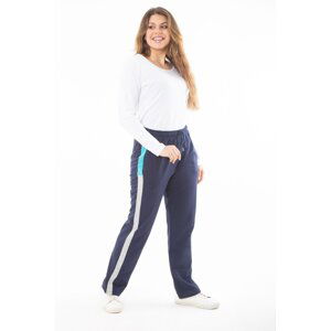 Şans Women's Plus Size Navy Blue Side Striped Tracksuit Bottom