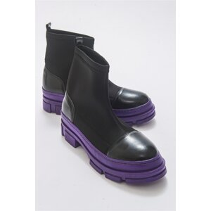 LuviShoes Bendiş Black Purple Scuba Women's Boots