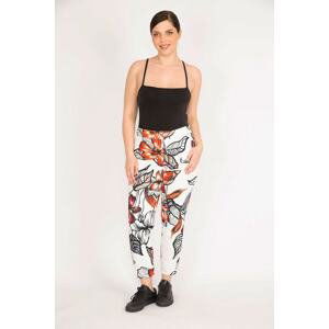 Şans Women's Colorful Large Size Lycra Patterned Trousers