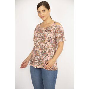 Şans Women's Colored Plus Size Decollete Decollete Colored Blouse