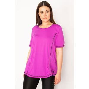 Şans Women's Large Size Lilac Collar Bias Sports Blouse