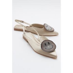 LuviShoes GEVEL Beige Satin Women's Ballerinas
