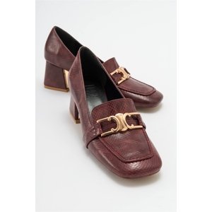 LuviShoes TEMPE Burgundy Patterned Women's Heeled Shoes