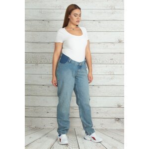 Şans Women's Large Size Blue Jeans with Elastic Waist Detail