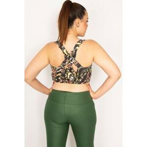 Şans Women's Plus Size Colorful Crop Scallops with Back Detail