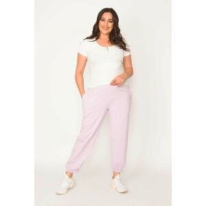 Şans Women's Lilac Cotton Fabric Tracksuit Bottom with Pocket Detail and Elastic Waist Cuffs and Waist