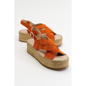 LuviShoes Lontano Orange Suede Genuine Leather Women's Sandals