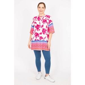 Şans Women's Fujia Plus Size Woven Viscose Fabric Water Patterned Tunic
