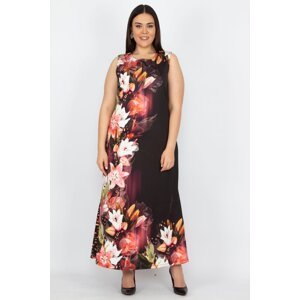 Şans Women's Large Size Colorful Patterned Long Dress
