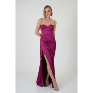 Carmen Damson Tied Satin Evening Dress